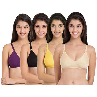 Mj fashion red/pink sports bra + black/brown cotton panty set of 4