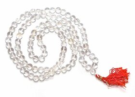 Original Sphatik (Quartz Crystal) Mala Roasary 108+1 Bead 7-8mm.