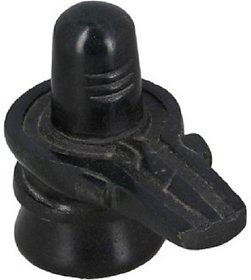 KASHI FAMOUS BLACK MARBLE SHIVA LINGA 4 INCHES.