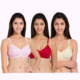 Mj fashion black+white+red cotton ladys sports bra set of 3