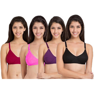 Mj fashion white+skin+pink+red women cotton bra set of 4