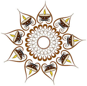 Decor Villa Rangoli Sticker (Diya rangoli,Surface Covering Area 12 x 12 Inch)