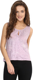 Miss Chase Women's Purple Round Neck Sleeveless Basic Solid/Plain Top
