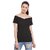 Miss Chase Women's Black V-Neck Half Sleeves Basic Solid/Plain Top