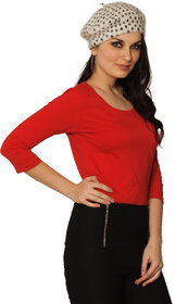 Miss Chase Women's  Round Neck Cap Sleeves Basic Plain Top