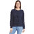 Miss Chase Women's Blue Round Neck 3/4th Sleeves Basic Solid/Plain Top