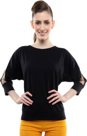 Miss Chase Women's  Round Neck Cap Sleeves Basic Plain Top