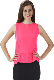 Miss Chase Women's  Round Neck Cap Sleeves Basic Plain Top.