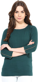 Miss Chase Women's  Round Neck Cap Sleeves Basic Plain Top