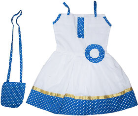 Flora Self Design Cotton  Dresses For Girls