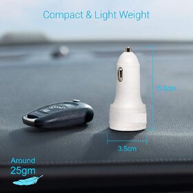 Akshaj Hi-Speed Universal Twin 2 Port Usb Dual Car Charger Dock Adapter Cigarette Socket Lighter Bullet Charger 2.1 Amp / 1 Amp White