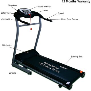 Healthgenie Drive 4012M Motorized Treadmill, Manual Incline  Max Speed 14 Kmph - 12 Months Warranty.
