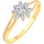 Vighnaharta Flory Solitaire CZ Gold and Rhodium Plated Alloy Ring for Women and Girls - [VFJ1254FRG16]