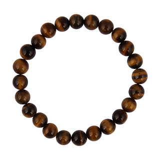 Round Shaped Yellow Tiger Eye Beads Stretchable Bracelet