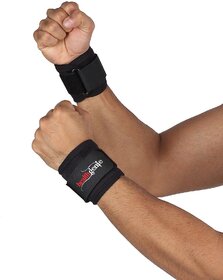 Healthgenie Wrist Support, One Size Adjustable (Black) / 1 Pair