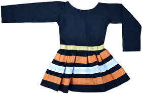 Flora Self Design Cotton  Dresses For Girls