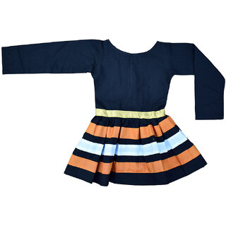 Flora Self Design Cotton  Dresses For Girls