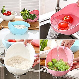 Kudos Rinse Bowl and Strainer in One (Multicolor) Plastic wash rice Pasta chowmein drainer Colander Strainer Sieve b