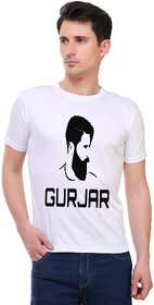 Marc Rose Mens White Round Neck Gurjar Printed T Shirt