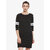 Women'S Black Solid Round Neck 3/4 Sleeve Panelled Shift Dress