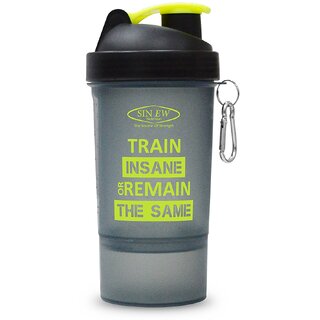 Sinew Nutrition Smart Shaker Bottle 600ml - 20 oz (Black/Neon Green).