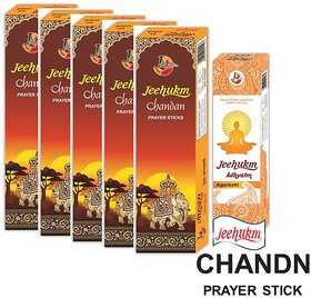 Jeehukm Chandan Perfumed Natural Fragrance Incense StickPack Of 5 + ADHYATM AGARBATTI ONE PACK