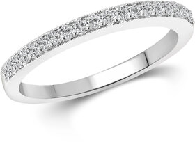 Vighnaharta Half Round (CZ) Rhodium Plated Alloy Ring for Women and Girls
