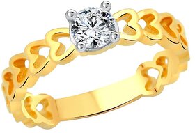 Vighnaharta Classic Heart Solitaire Cz Gold And Rhodium Plated Ring For Women And Girls