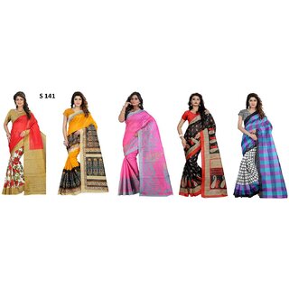 Sharda Creation Multicolour Bhagalpuri Silk Sarees Combo.