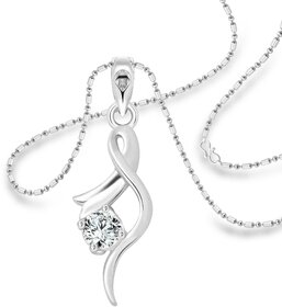 Vighnaharta Youth Solitaire CZ Rhodium Plated Alloy Pendant with Chain for Girls and Women - [VFJ1214PR].