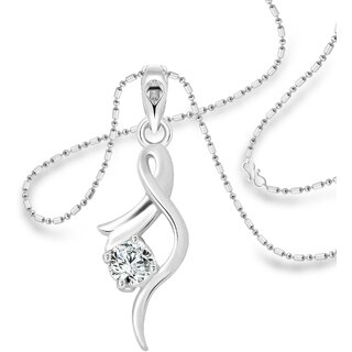 Vighnaharta Youth Solitaire CZ Rhodium Plated Alloy Pendant with Chain for Girls and Women - [VFJ1214PR].
