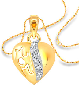 Vighnaharta Mom Words in Heart CZ Gold and Rhodium Plated Alloy Pendant with Chain for Girls - VFJ1208PG.