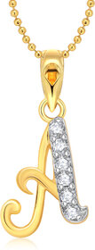 Vighnaharta A Letter CZ Gold and Rhodium Plated Pendant for Women and Girls - VFJ1111PG.