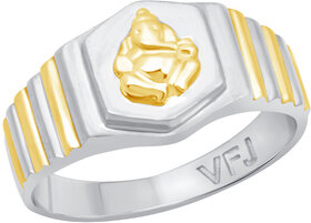 Vighnaharta Mangalmurti Plain Rhodium Plated Alloy Gents Ring for Boys and Men