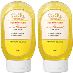 Globus Remedies Hyaluronic Acid & Vitamin C Face wash 100ml, Set of 2