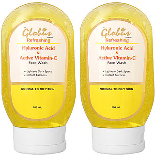 Globus Remedies Hyaluronic Acid & Vitamin C Face wash 100ml, Set of 2