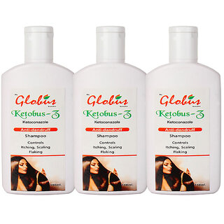 (Pack of 3) Globus Ketobus-Z Anti-Dandruff Shampoo - Controls Itching, Scaling & Flaking, 100ml  