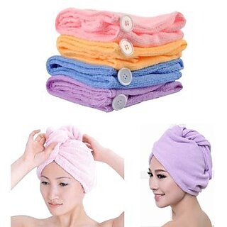 Kudos Microfiber Hair Wraps Magic Fast Dry Towel Cap Bath Head Wrap 1 pc ( Color May Very )