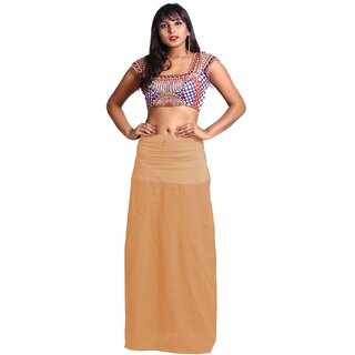 Splanga Cotton Plain Petticoat for Women - Beige (No Draw String)