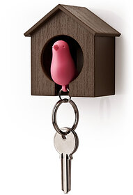 Daffodils Bird Nest Bird Keyring Brown Pink Key Chain (Brown, Pink) TH009