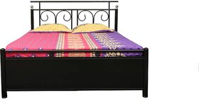 Queen size metal bed with lifton storage.Fine Living Furniture.