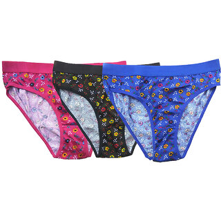 Lady silk associated women cotton panty ( black+red+sky)Love