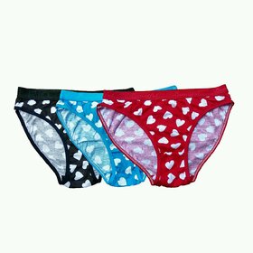 Cotton panties set of 3 red+black+blue ( combo pack ) sort love panties