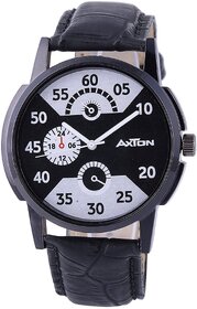 Axton Round Dial Black Resin Strap Quartz Watch For Unisex.
