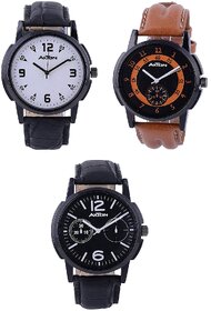 Axton Round Dial Multi Resin Strap Quartz Watch For Unisex (Combo Of 3)