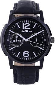 Axton Unisex Round Dial Black Resin Strap Quartz Watch