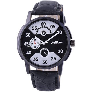 Axton Round Dial Black Resin Strap Quartz Watch For Unisex.