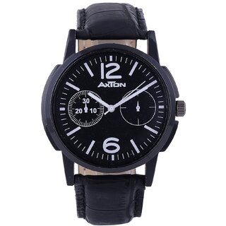 Axton Round Dial Black Resin Strap Quartz Watch For Unisex.