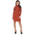 Texco Rust bodycon roll neck embelish cold shoulder sleeve winter dress