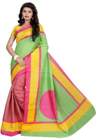 Sharda Creation Multicolour Bhagalpuri silk saree with blouse Piece (laheriya)